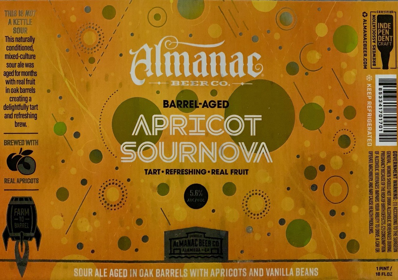 Almanac Apricot Sournova barrel-aged sour ale label panorama