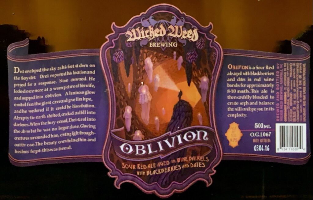Wicked Weed Oblivion sour red ale label panorama