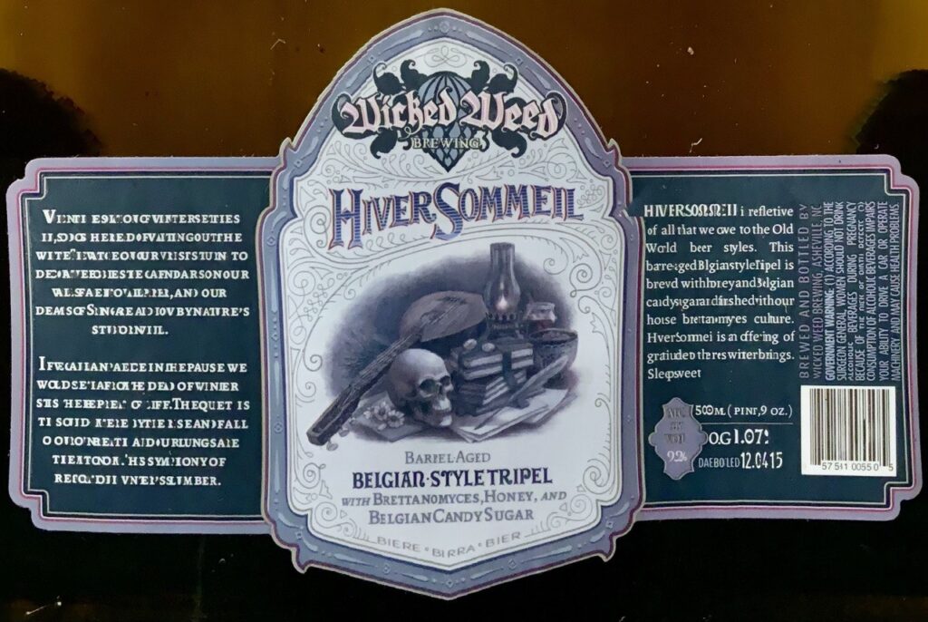 Wicked Weed Hiver Sommeil barrel-aged Belgian-style tripel label panorama