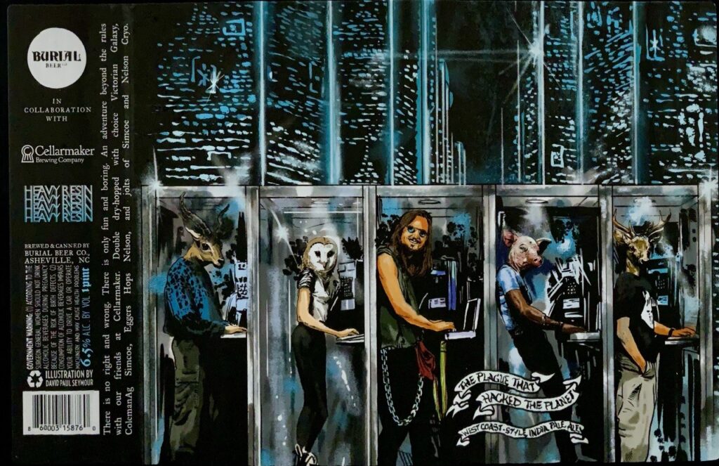 Burial and Cellarmaker The Plague That Hacked the Planet label panorama illustrated by David Paul Seymour