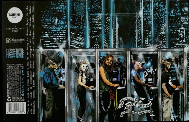 Burial and Cellarmaker The Plague That Hacked the Planet label panorama illustrated by David Paul Seymour