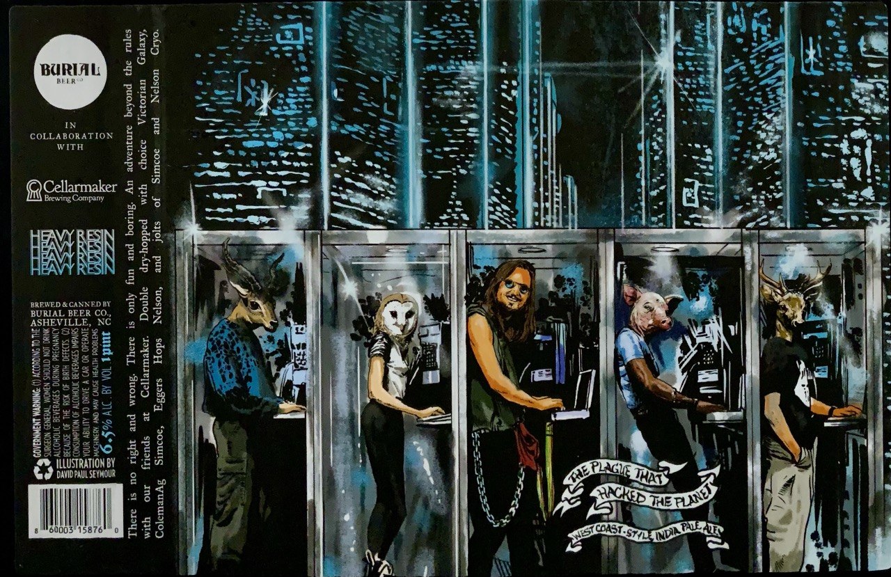 Burial and Cellarmaker The Plague That Hacked the Planet label panorama illustrated by David Paul Seymour