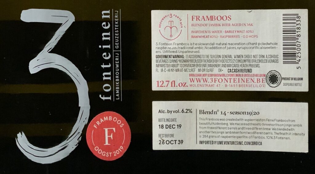Brouwerij 3 Fonteinen Framboos Oogst 2019 season 19|20 Blend No. 14 label panorama