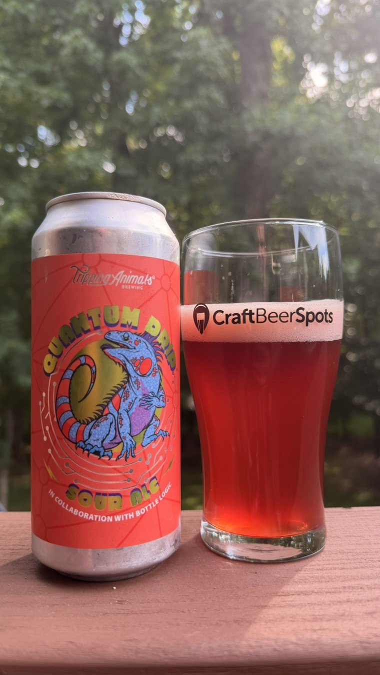CraftBeerSpots photo of Tripping Animals and Bottle Logic Quantum Drip can and beer glass
