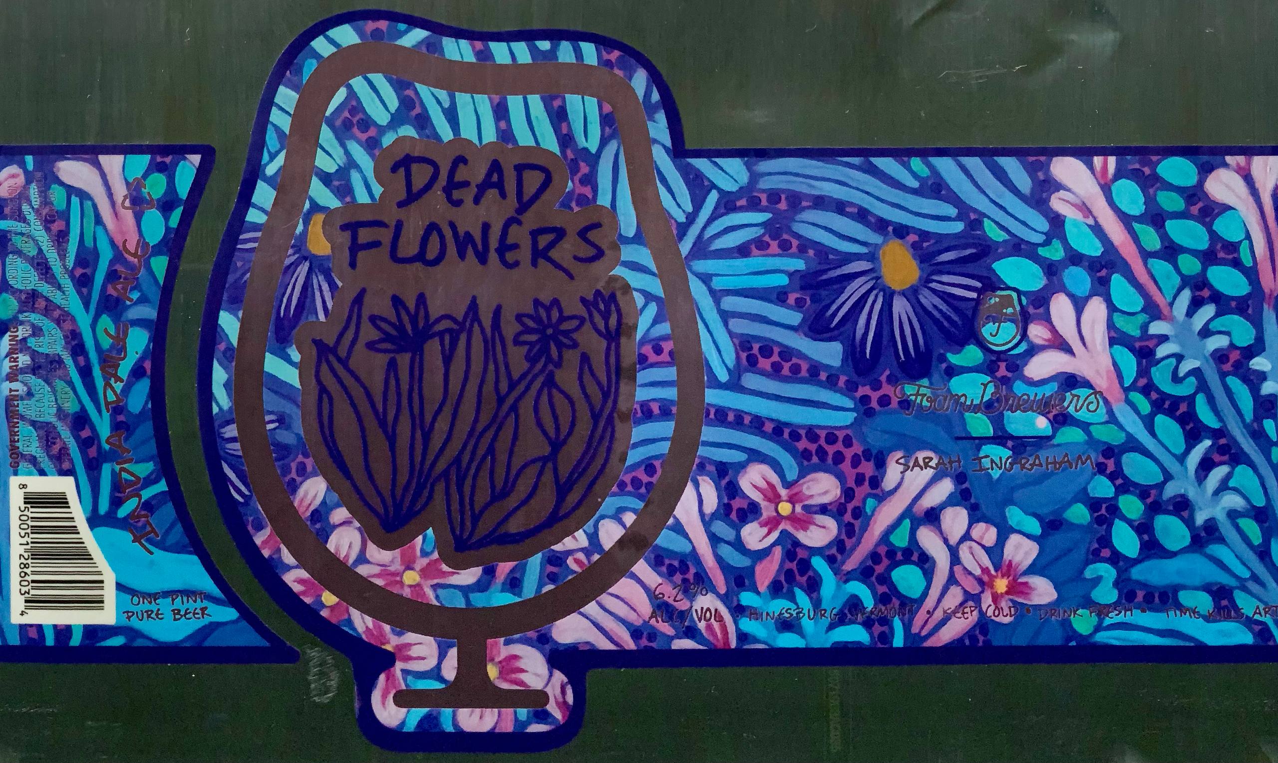 Foam Brewers Dead Flowers beer label artwork by Sarah Ingraham