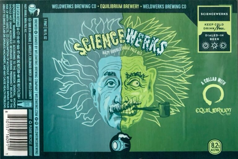 WeldWerks and Equilibrium Sciencewerks blue and green split scientist portrait label panorama
