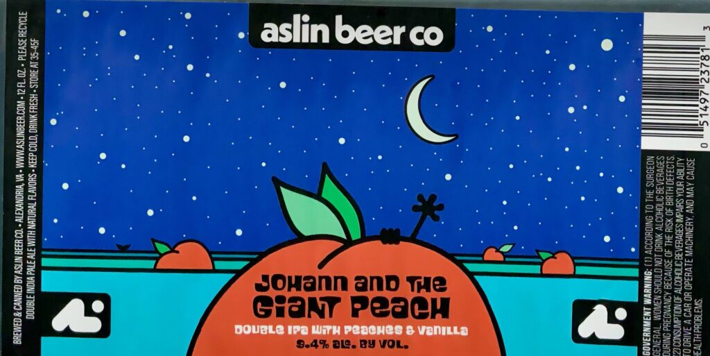 Aslin Johann and the Giant Peach beer label artwork