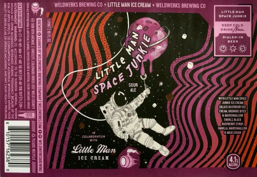 WeldWerks Little Man Space Junkie beer label artwork