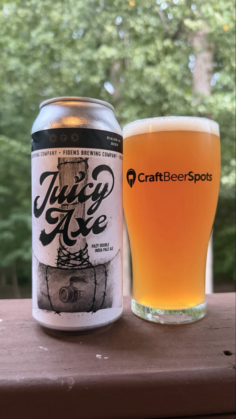 Juicy Axe can and beer photographed by CraftBeerSpots