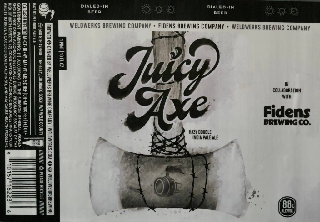 Juicy Axe beer label artwork