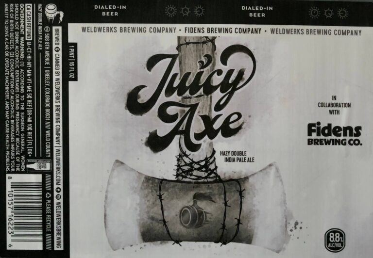 Juicy Axe beer label artwork