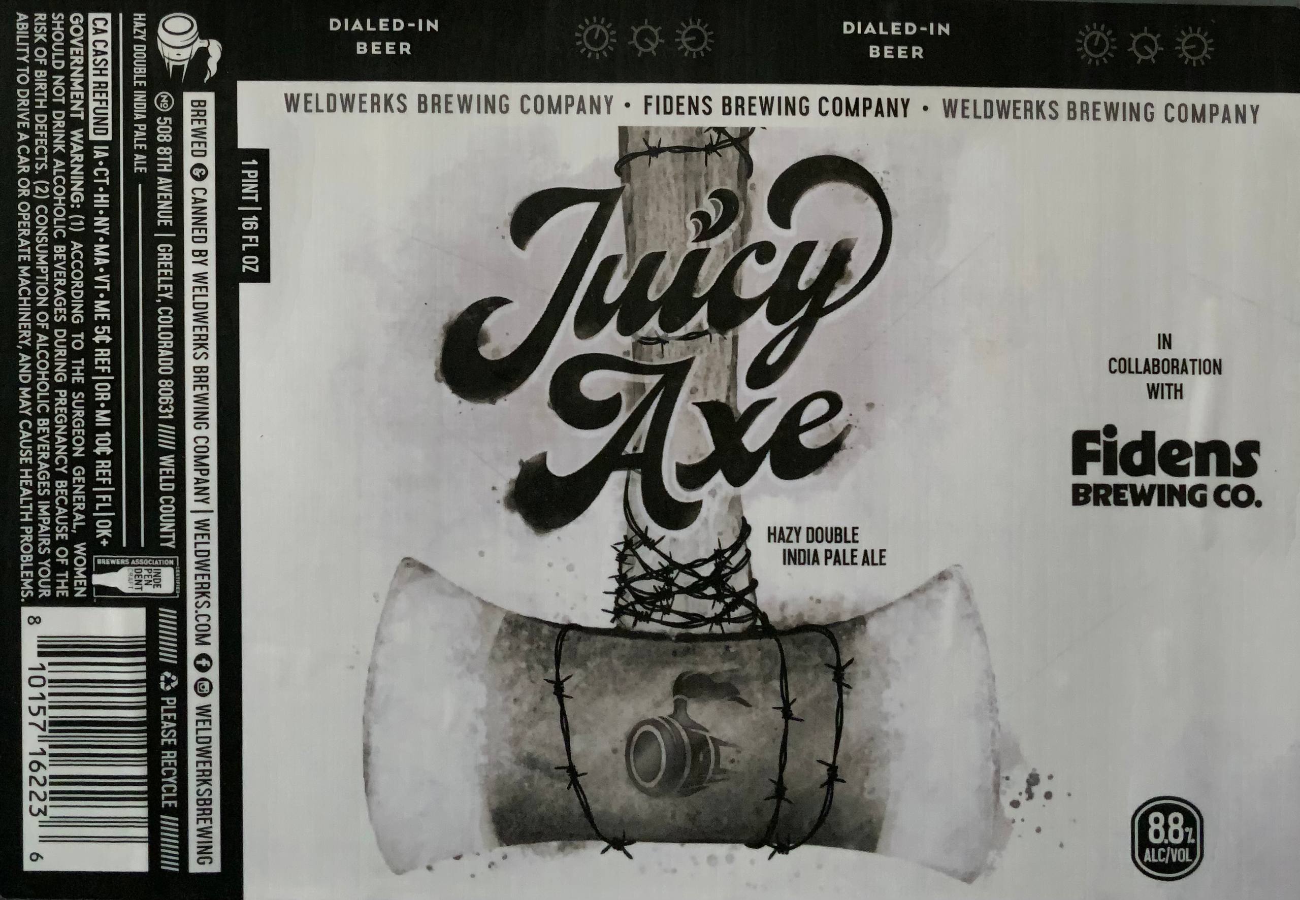 Juicy Axe beer label artwork