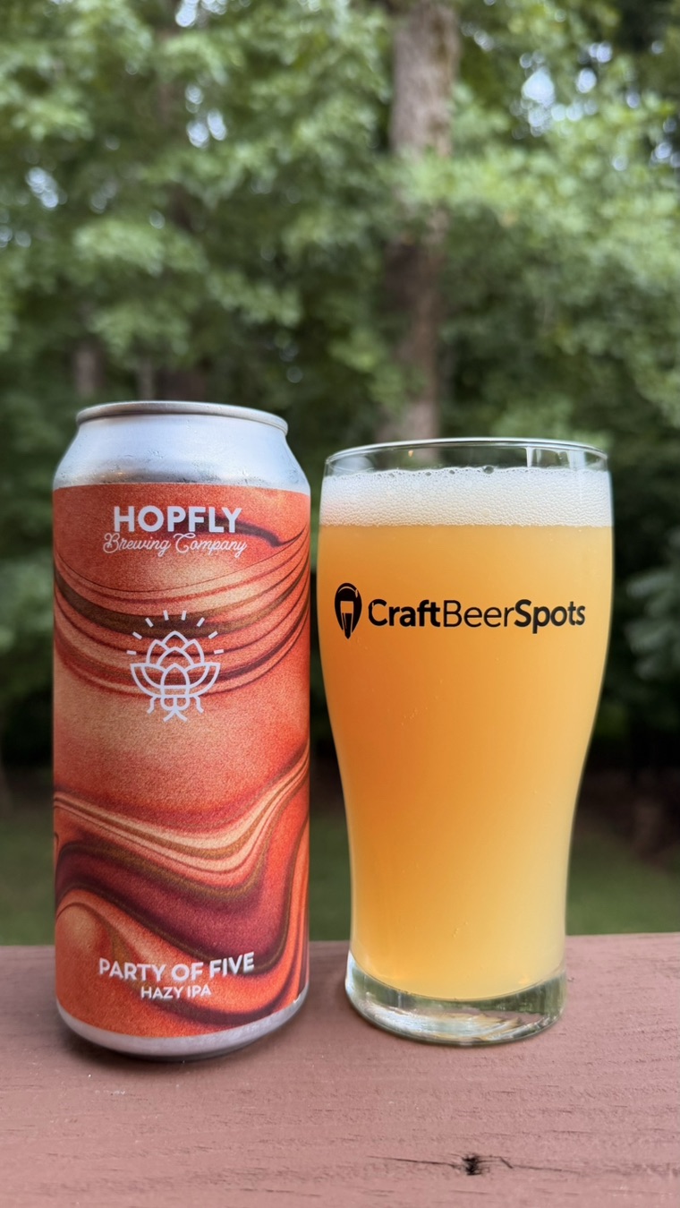 CraftBeerSpots photo of Hopfly Party of Five can and hazy IPA