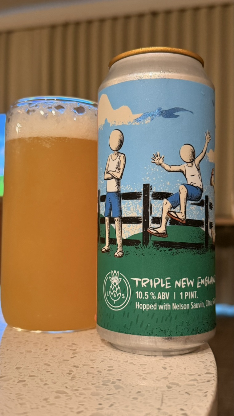 CraftBeerSpots photo of Lincoln & South Who Pushed Me? can beside a hazy IPA