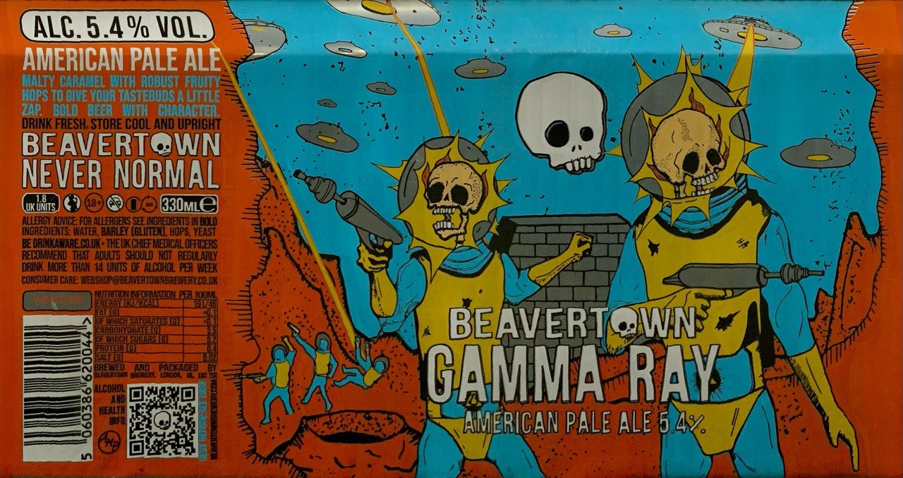 Gamma Ray American Pale Ale label artwork by Beavertown