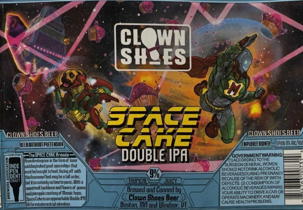 Clown Shoes Space Cake Double IPA label artwork by Michael Axt